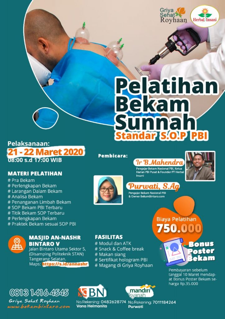 Pelatihan Bekam Sunnah Standar S O P Pbi Griya Sehat Royhaan