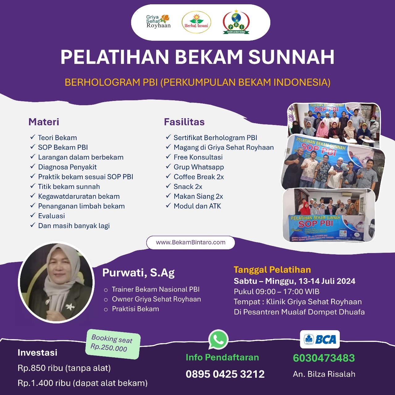 Pelatihan Bekam Sunnah Juli 2024